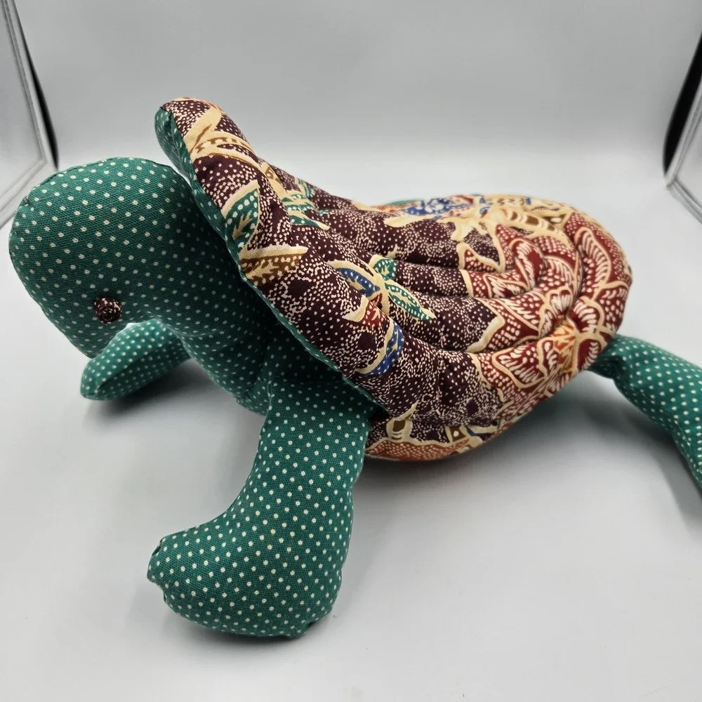 Vtg Handmade Sea Turtle Plush Toy Quilted Removable Shell Cottagecore Country